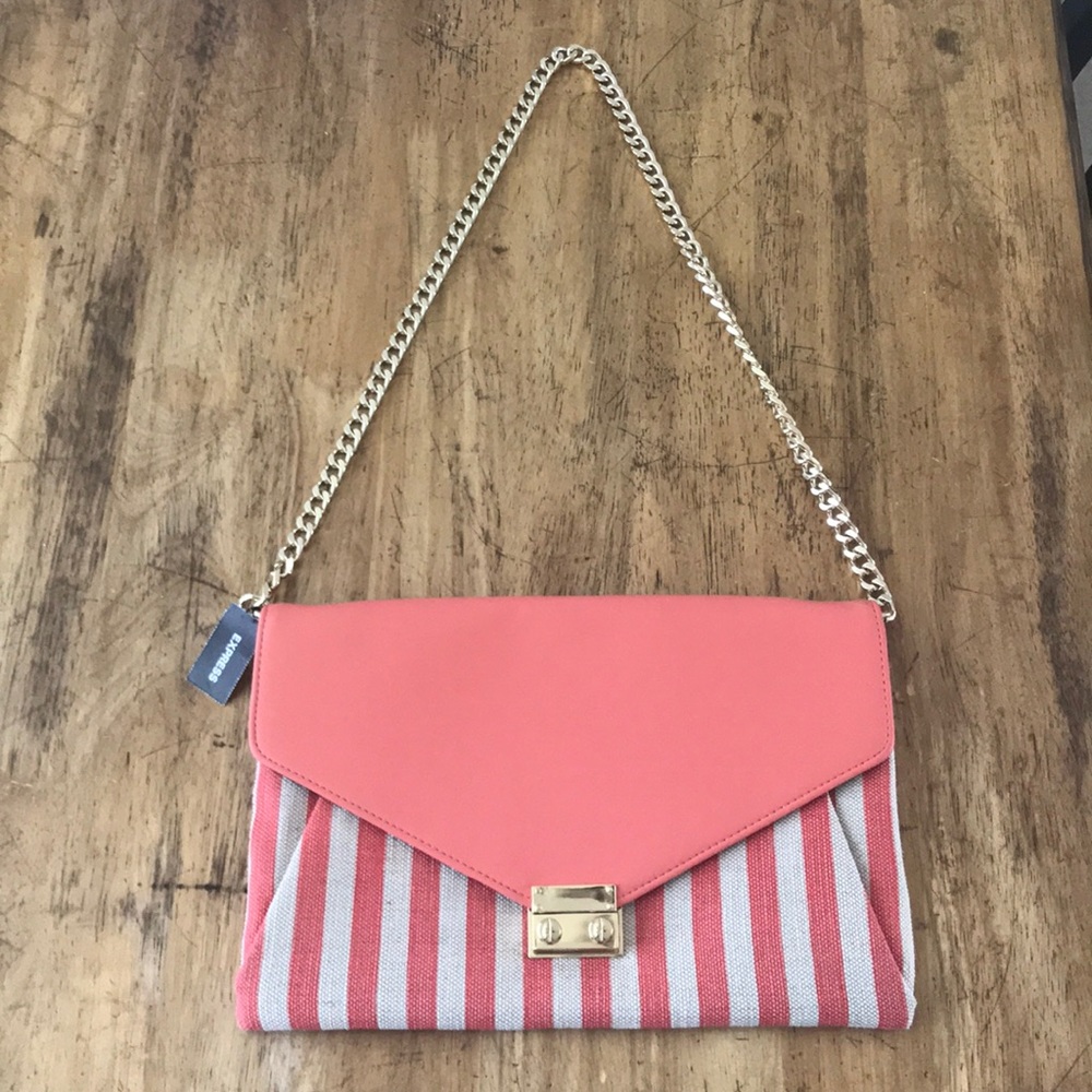 Coral Striped Purse